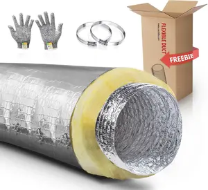 CUCHIILO Inch Insulated Flexible Duct,HVAC Insulation Duct,25 Feet Insulated Duct, 4 in Insulated Duct Hose, R4.2 Air Flexible Duct Aluminum Hose 4''25' Long,for HVAC Flex Ductowrk