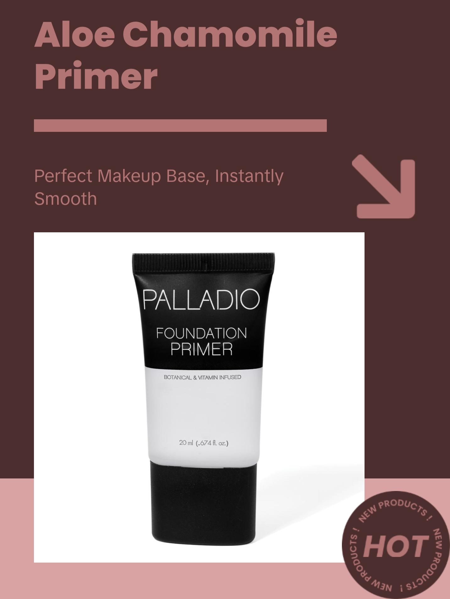 Palladio Foundation Primer, Lightweight and Velvety Primer with Aloe Vera and Chamomile, Wear Alone or As Foundation Base, Minimizes Fine Lines and Pores, Helps Makeup Last Longer, 0.674 oz