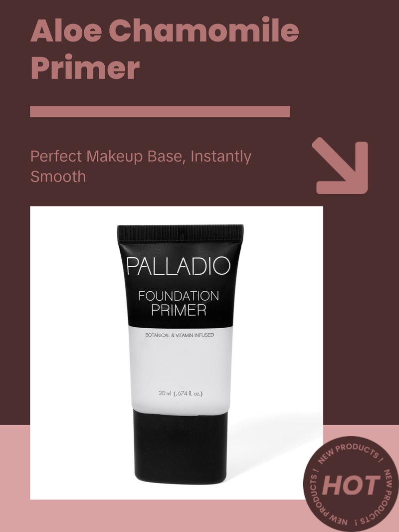 Palladio Foundation Primer, Lightweight and Velvety Primer with Aloe Vera and Chamomile, Wear Alone or As Foundation Base, Minimizes Fine Lines and Pores, Helps Makeup Last Longer, 0.674 oz