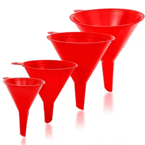 Funnel for Kitchen Use – Red Set in 4 Sizes (122, 101, 76 & 50mm) | Durable, Non-Toxic Food Grade Plastic – Ideal for Filling Bottles, Jars & Containers | Perfect for Kitchen, Garage & Labs