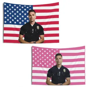 Tim Bradford The Rookie Pink American Flags For Wall Decor, Indoor Wall Tapestries, Room Decor, One Side Polyester Wall Flag