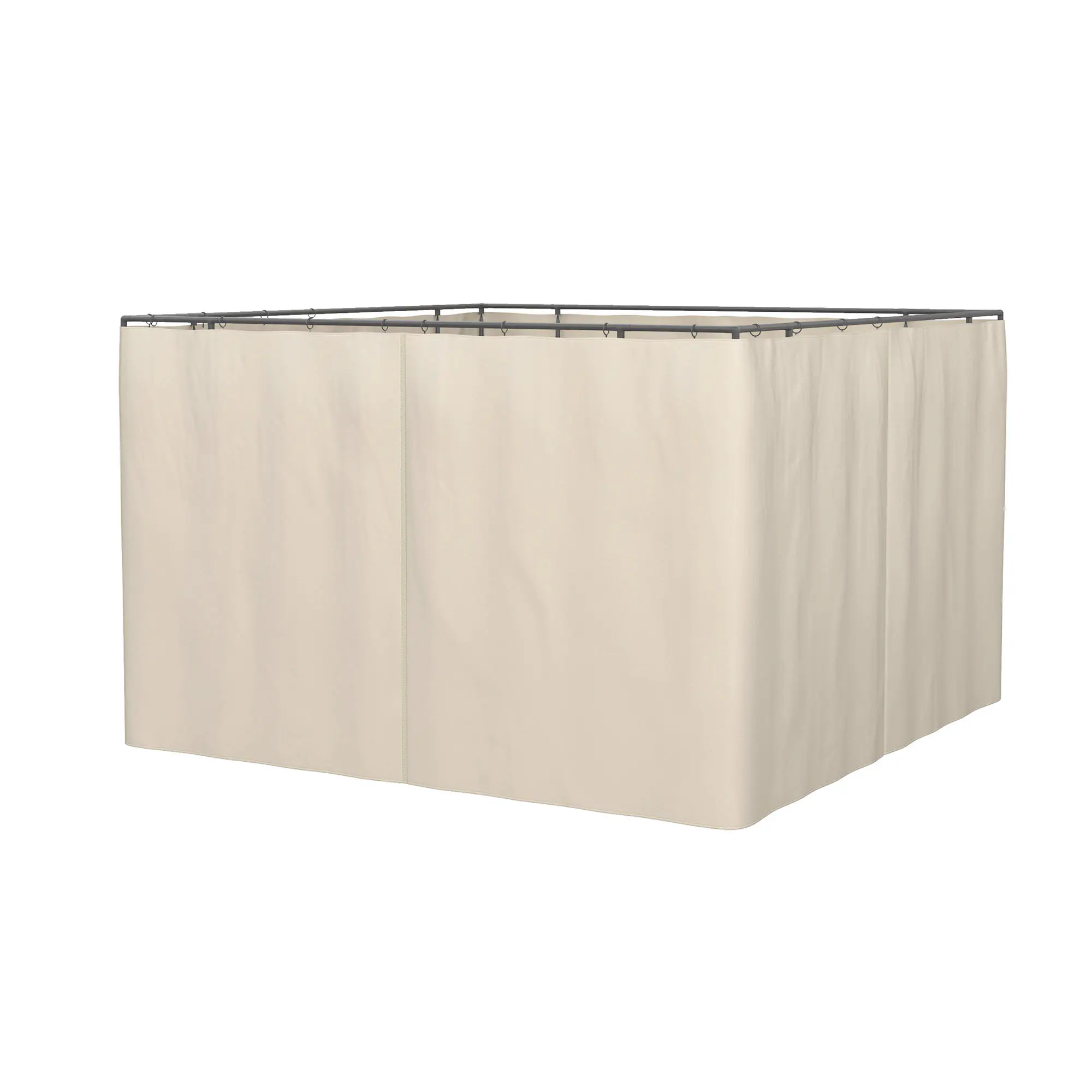 Beige Polyester Outdoor Patio Gazebo Sidewall Curtain Set of 4, 9.84'x11.8' UV Shading/UV Prevention, with Hooks & C-Rings, Square/Round Gazebo Accessory, Easy Install, 360-Degree Privacy for Poolside Garden
