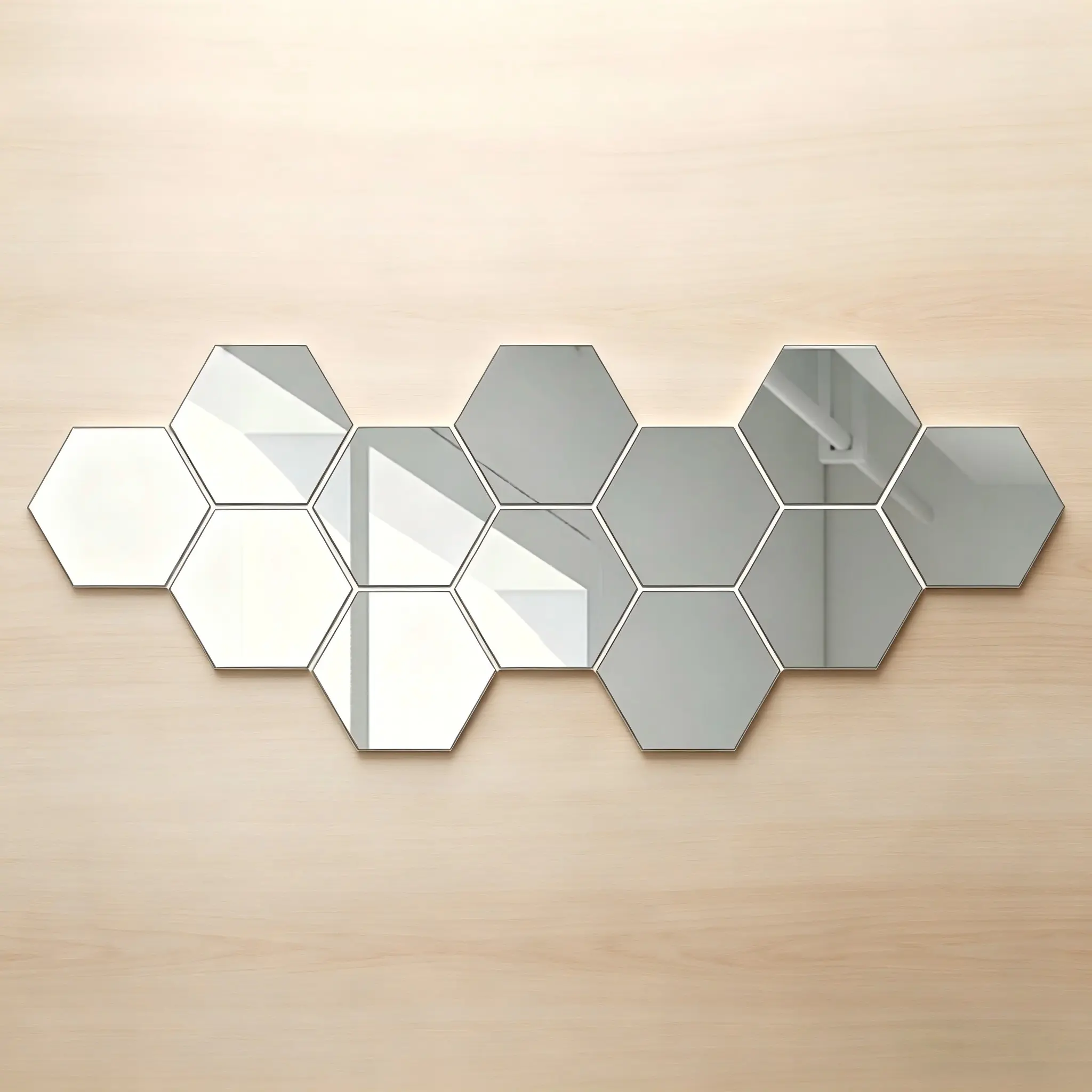 12Pcs 5.9 Inch Hexagonal Mirror Wall Stickers Detachable Removable DIY Decorative Art Decals Multi Color Easy Paste Classic Living Room Home Wall Decoration Unique Wall Decor