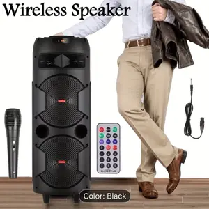 Portable Bluetooth PA Speaker - Dual 8'' Karaoke Speaker System with Microphone, Remote Control & Built-in Rechargeable Battery, MP3/USB/SD, LED Battery Indicator Lights - QS-2821