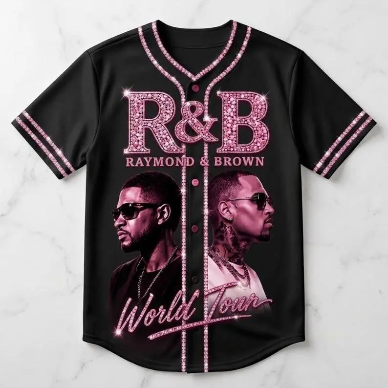 Baseball Jersey Shirt, Ch.Brown Usher Raymond The R&B Tour 2026 Unisex Tee.