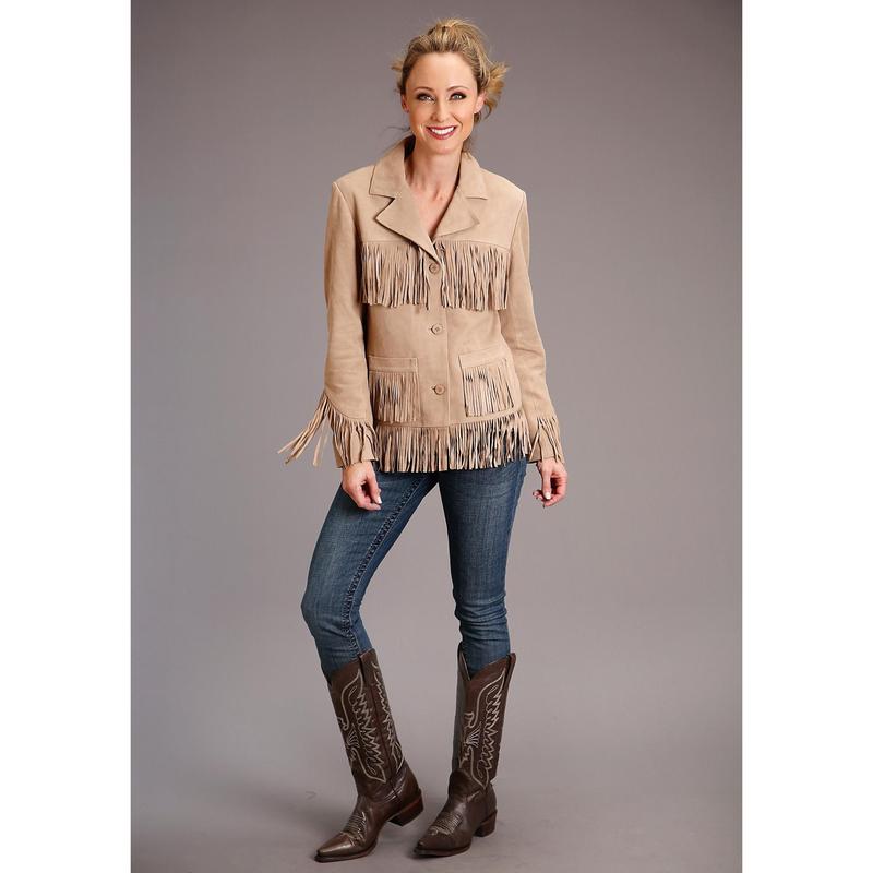Women's Stetson Tan Suede Western Jacket w/ Fringe