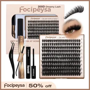 Focipeysa Dreamy Volume Lash Clusters | 200D Lash Clusters | Resuable  Clusters Lashes | Beginner Friendly | D Curl DIY Cluster Lashes for Flawless Makeup | Salon-Level Volume Lash Extensions at Home