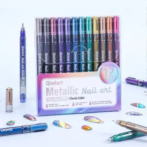 12 Colors Nail Art Pens, 0.5mm Fine Line Nail Polish Pens Quick Air Drying Acrylic Paint Markers for Nails Art Design Painting Dotting Liner Brush, DIY Home & Salon Manicure Tools