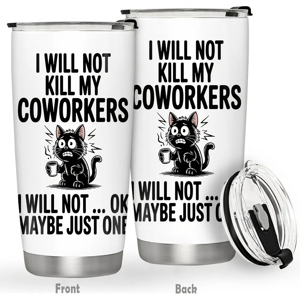 20-oz Stainless Steel Insulated Tumbler with Cute Cat Design Lid - Kitchenware Drinkware Flask, Ideal for Office Gifts, Birthday Parties, Flasks