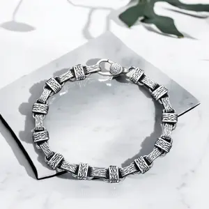 Full Silver s925 bracelet Sterling silver bracelet Men's bracelet can be worn open send boyfriend send dad birthday holiday gift Silver weight 30g / 1.05oz