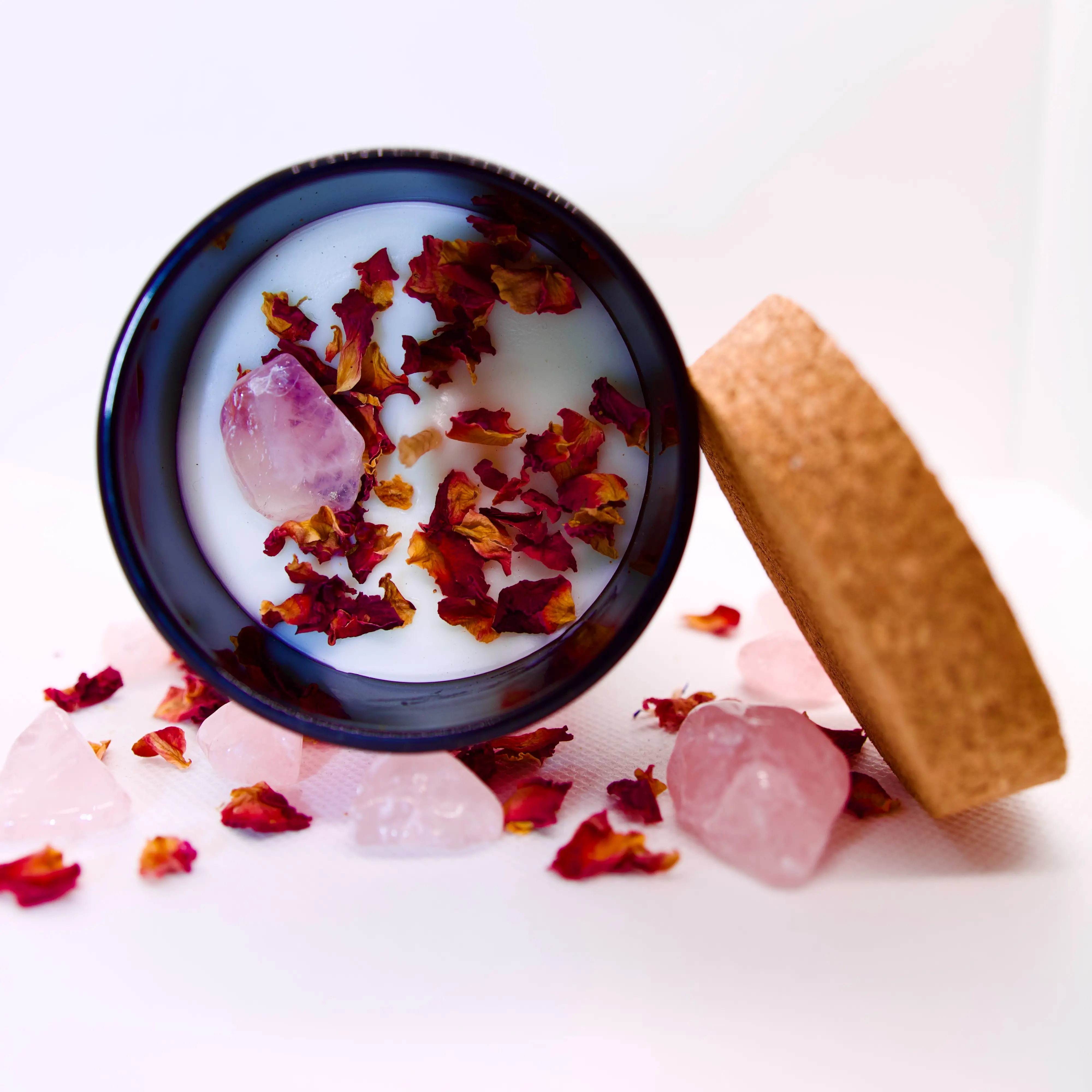 Rose Petals, Rose Quartz, W/ White Petal Cashmere Scent. 7oz Candles.  Decor Freshener Gift Aroma