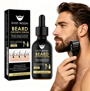 Beard Care Kit with Serum & Roller - 60ml Biotin & Rosemary Infused Serum, Gentle Derma Roller, Supports Healthy-Looking Beard, Ideal for Daily Grooming.