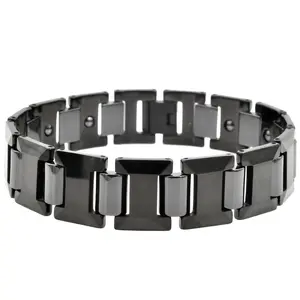 Mens Black I-Link Tungsten Bracelet