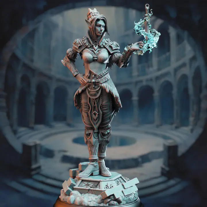 Calanar Half-Elf Psionic Agent 3D Printed Resin Miniature - Collectible Edition Character Figure, Decorative Accessory for DM Stash Home Decor Statue, 3D-Printed Resin Miniatures, Decorative Accessory Miniatures