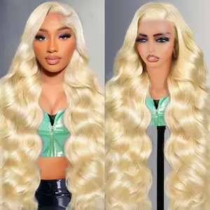 613 Lace Front Wig Human Hair 200 Density Blonde Wig Human Hair Body Wave Blonde Lace Front Wigs Human Hair Pre Plucked 613 HD Lace Frontal Wig 13x6