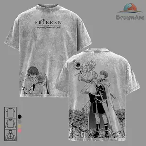 Frieren Beyond Journey’s End Character Scene Graphic Tee, Frieren And Himmel Emotional Back Print Anime Shirt, Fantasy Seinen Romance Artwork Manga T-Shirt, Hero’s Party Memory Illustration Anime Streetwear, Unisex Heavyweight Frieren Anime Fan Apparel