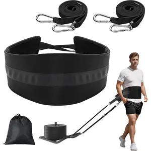 Sled Pulling Belt,Adjustable Sled   Belt, Belt for Pulling with 2 Pulling Straps & 4 Hooks,Weight Sled Pull Belt for Tire Pulling, Squat,  Strength ,Resistance ,Core Power Workout
