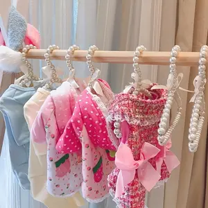 Elegant Faux Pearl Clothes Hangers Set of 5, Cute Mini Small Hangers, Bow Hangers, Pet Clothing Hangers, Store Accessories