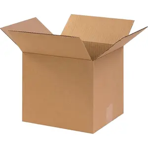 Corrugated Cardboard Box, Flat 10"L x 10"W x 10"H, Pack of 5 | Shipping, Packaging, Moving, Home or Business Storage Boxes