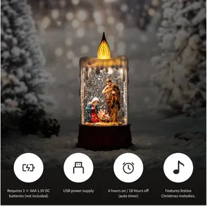 Nativity Scene Glass Dome Decor with LED Light - Religious Christmas Centerpiece, Holy Family Figurine for Holiday Home Decor & Gift, Snowman Lantern, Premium Craftsmanship, Sacred & Detailed Design Decoration Ornaments Premium Craftsmanship