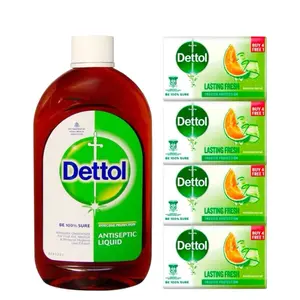 Dettol Antiseptic Liquid 550mL & 4 Lasting Fresh Soap 100mL Each