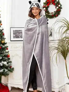 Raccoon gifts for adult women: wearable hooded blanket — soft, cute, warm, fluffy raccoon hooded blanket Oversized