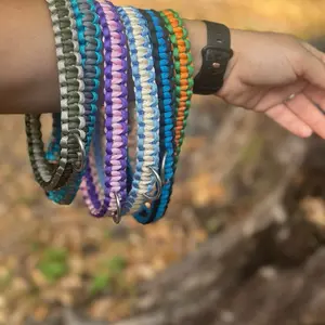 Dog Collar custom macrame pink and purple