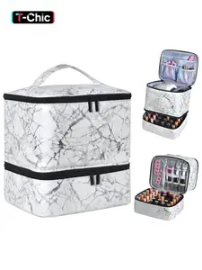PU Leather Nail Polish Storage Box & Manicure Lamp Bag, Cosmetic Bag, Cosmetic Organizer Pouch, Holds 30 Bottles (15ML), Includes Tool Compartments, All Seasons
