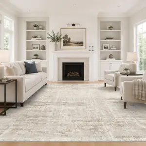 ComiComi Large Beige Abstract Area Rug, Soft High-Density Low Pile Machine Washable Rug, Waterproof Non-Slip Stain Resistant Carpet for Living Room, Bedroom, Sofa Area