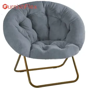 Comfortable disc chairs faux fur furniture bedroom living room adult size white