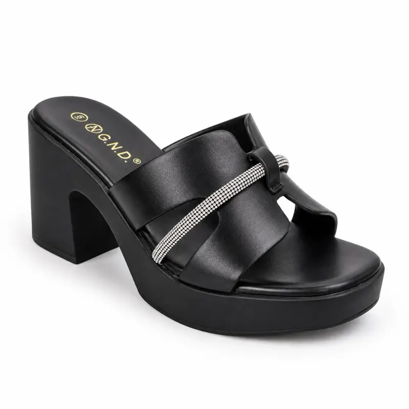 Women's Faux Leather Wedge Sandals with Rhinestone Embellishment, Comfortable Platform Walking Shoes for Casual Daily Wear, Footwear, Embellished Heels, Slip On, Lightweight, Open Toe, Rhinestones, Design, Stylish, Heels For Women, Comfortable Heels