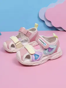 Cute Colorful Velcro Sandals for Girls, Comfortable Summer Outdoor Shoes, Sporty Style, Perfect for Kids' Daily Wear