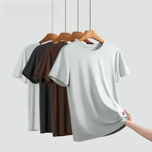 5-Pack, Modal cotton short-sleeved crewneck T-shirt for men, summer cooling, quick-drying, breathable, solid color, lightweight.