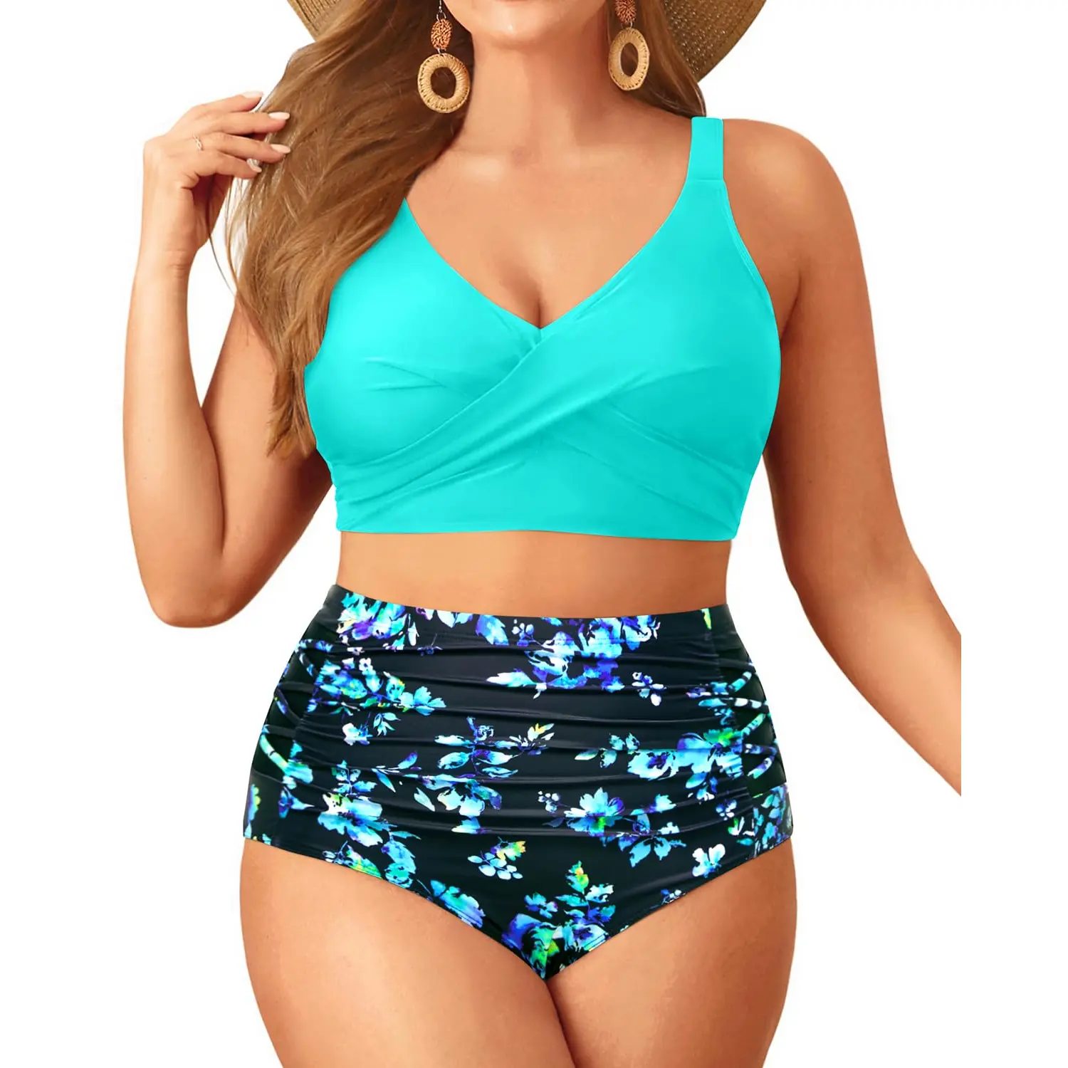 Aqua and	Blue Flower