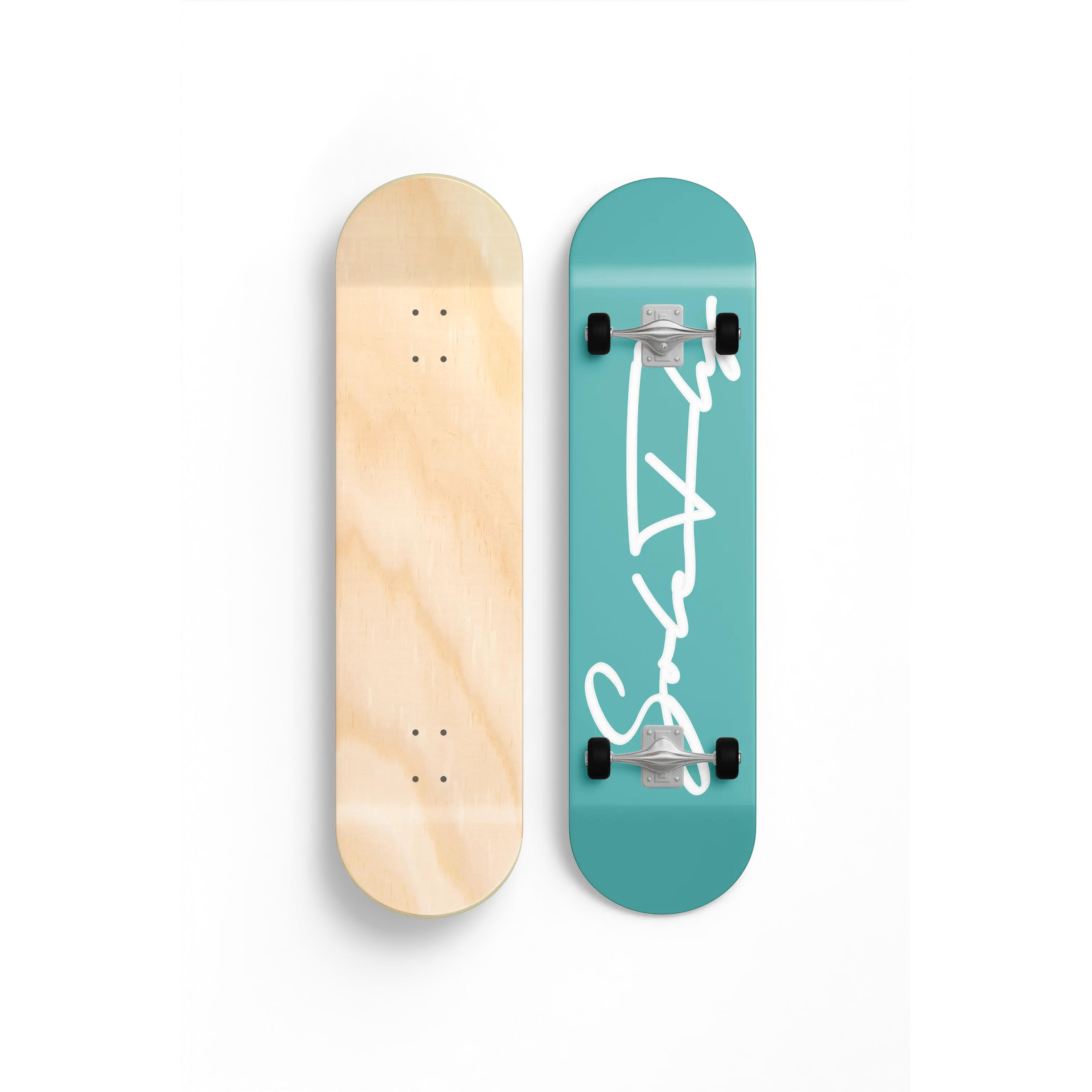 8.50" SoleFly Teal Script Logo Skateboard Deck
