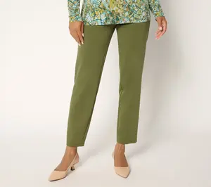 Susan Graver Weekend Regular Cotton Ponte Slim Leg Ankle Pants