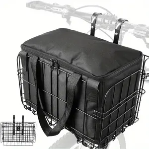 Folding Bike Basket Pro - Bike Baskets for Adults with Removable Liner Bag, Large Quick Release Design Metal Ebike Basket for Carrying Dogs, Pets, Fruit, Grocery and More, Ideal for Women and Men Cyclists