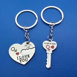 Couple Key Chain Ring Set-I LOVE YOU with Red Heart Keychains Set for Boyfriend Girlfriend and Best Friends,Valentine's Day Birthday Gifts Graduation Gifts-Love Heart Key Locks Lover Gift