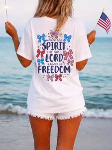 Spirit of the Lord Freedom T-shirt  Patriotic Ribbon Faith Design