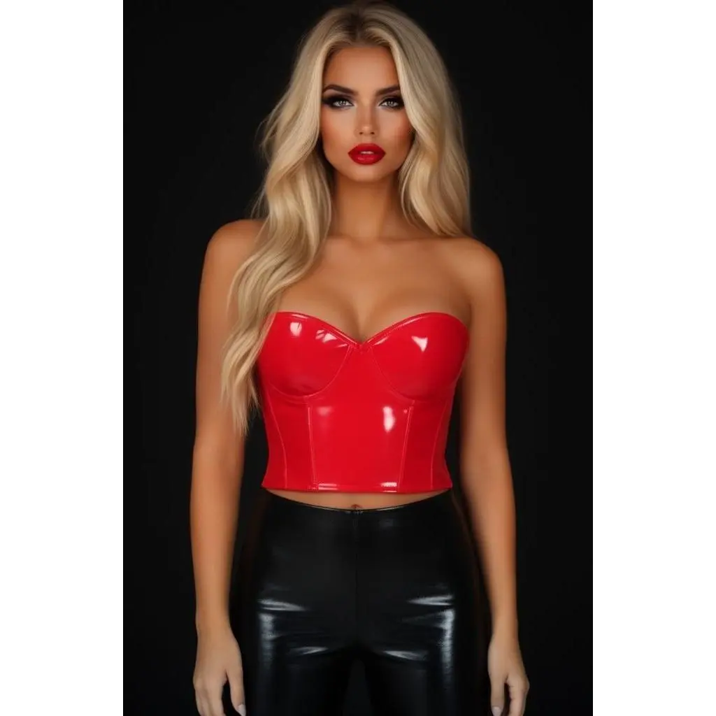 Lavish Red Patent PVC Underwire Bustier
