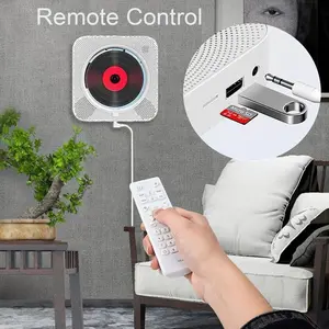 Home Wall-Mounted CD Bluetooth-compatible Speaker, Learning Repeat Early Education Radio CD Player Music Player Interface with Cover Mp3