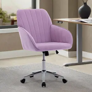 Velvet Office Desk Chair with Silver Base, with Wheels,Modern Height Adjustable 360 Degree Swivel Upholstered Vanity Chairs with Arms for Living Room Bedroom