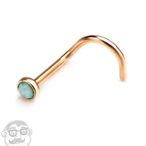 Unisex 20G Stainless Steel Nosescrew - PVD Gold, 2mm Synthetic Opalite Nose Rings Studs, Shiny Gold Piercing Jewelry