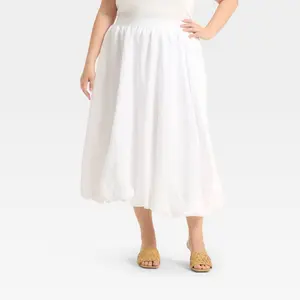 Women's Midi A-Line Skirt - A New Day White XXL
