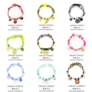 Cat and Dog Collar Necklace with Bell, Cute Paw Print, Simple Bell, Colorful Adjustable Collar