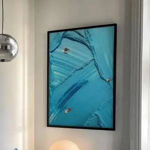 1pc Modern Beach Canvas Wall Art, Modern Abstract Design, Frameless Waterproof Surfing Painting, Ideal for Living Room Bathroom Office Decor, Minimalist Home Gift