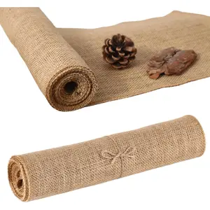 Burlap Table Runners -  and  Versatile  Jute Fabric Rolls -12x108Inches(1 Roll) Decor for Weddings,Partie,Events and -Rustic Style Tablecloth-DIY Crafts