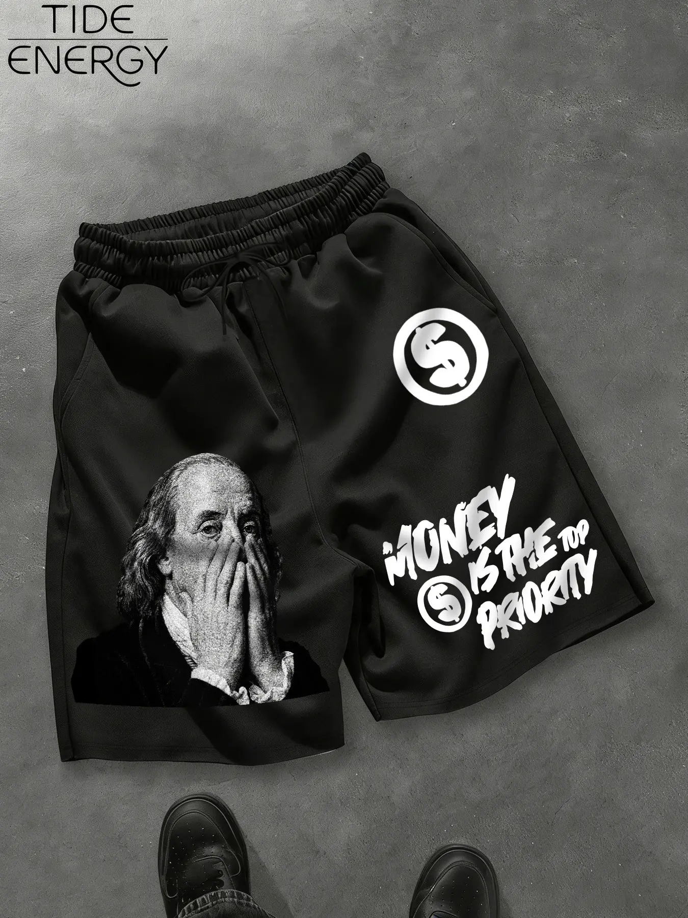 Men's Money Aesthetic Fitness Shorts, Breathable Casual Franklin Print Pants, Dollar Symbol Decor, Perfect for Daily Wear, Elastic Waist Shorts, Graphic Shorts, Fitness Summer Bottoms, Athletic Short