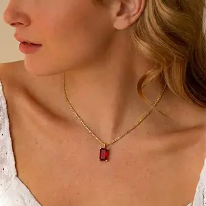Birthstone Necklace for Women, 14K Gold Plated Necklace Dainty Cubic Zirconia Pendant, Mothers Day,Friendship Birthday Gifts Jewelry