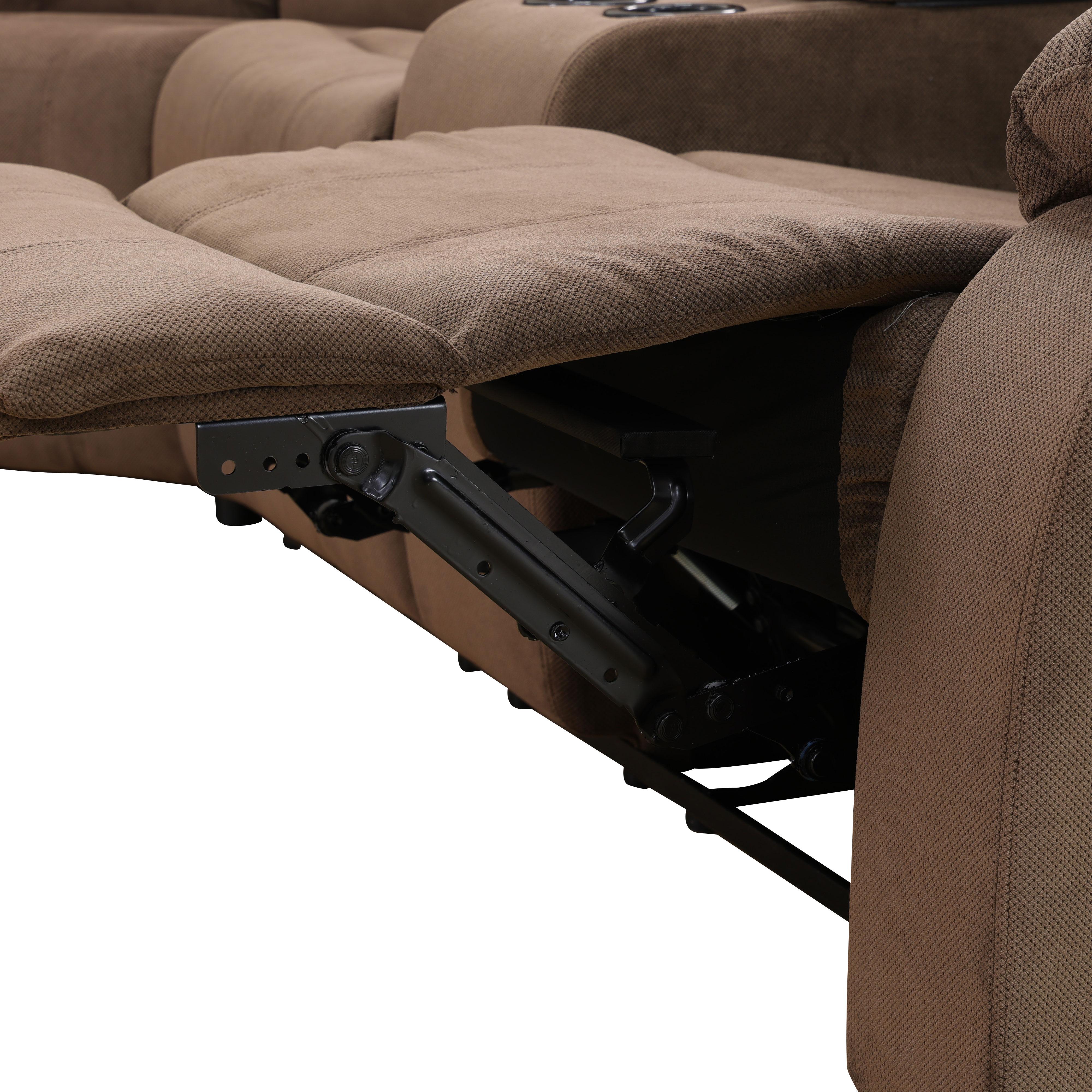 Brown Pineapple Fabric Living Room 3-Piece Intelligent Recliner Sofa Set, Modern Luxury Comfy Cloud Couch for Home Theater, Lounge Furniture with Adjustable Recline